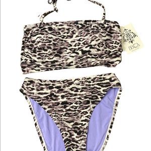 Becca leopard print 2 piece bandeau bikini set various sizes